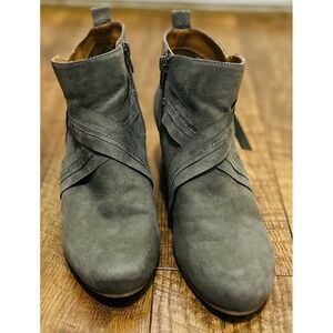 Dolce Vida Women's Gray Suede Wedge Ankle Boots Side Zip Fashion Booties‎ 8.5